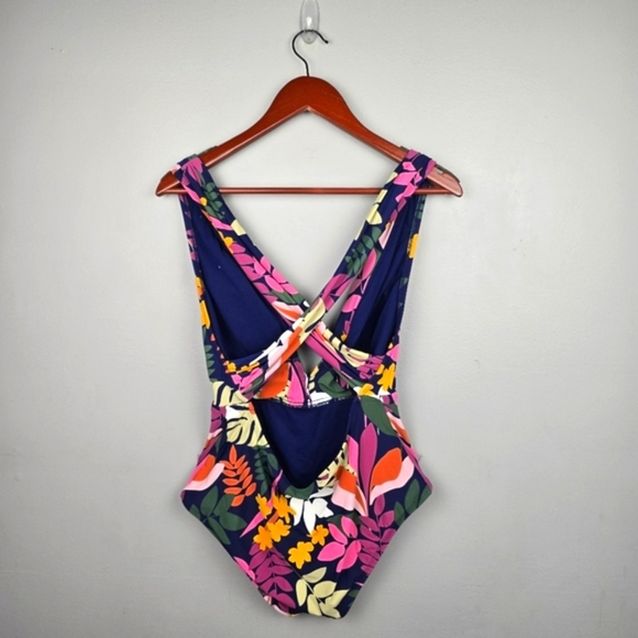 SEA ANGEL One Piece Floral Swim Suit Multicolored Navy Womens Size XL - Picture 5 of 15
